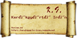 Kerékgyártó Irén névjegykártya